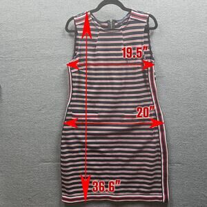 Tommy Hilfiger Cotton Blend Striped Knit Dress Sleeveless Zipper Red White Blue